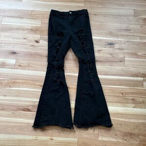 Rue21 Black Distressed Flare Jeans